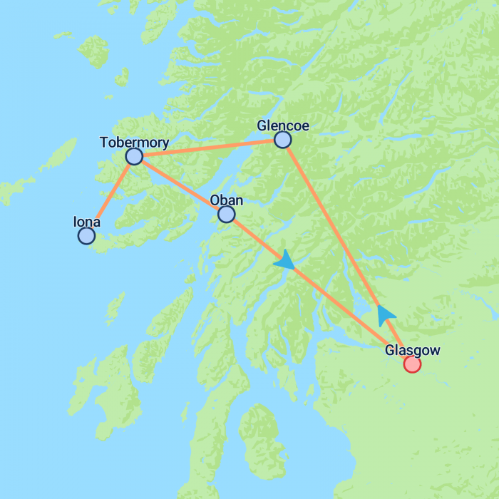 tourhub | On The Go Tours | Magic Mull From Glasgow (Hotel) - 3 days | Tour Map