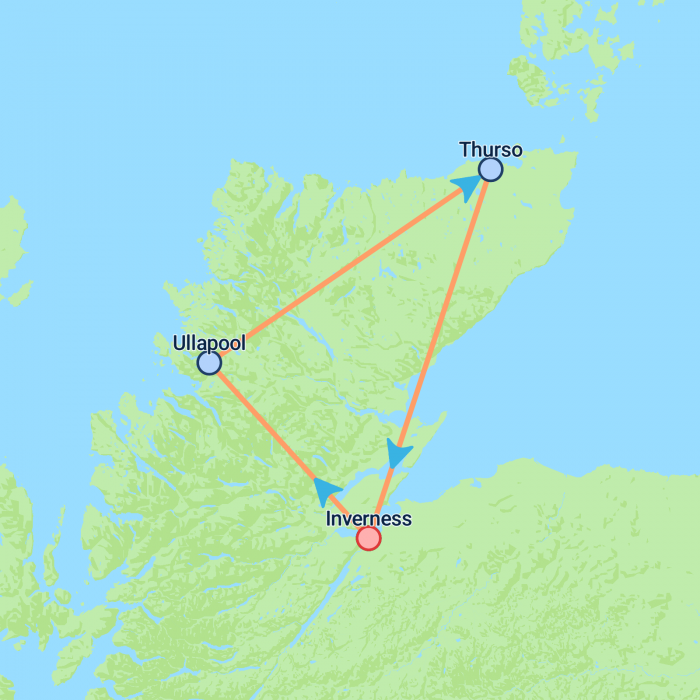 tourhub | On The Go Tours | Best of the North Coast 500 - 3 days | Tour Map