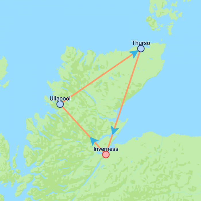 tourhub | On The Go Tours | Best of the North Coast 500 (Hotel) - 3 days | Tour Map