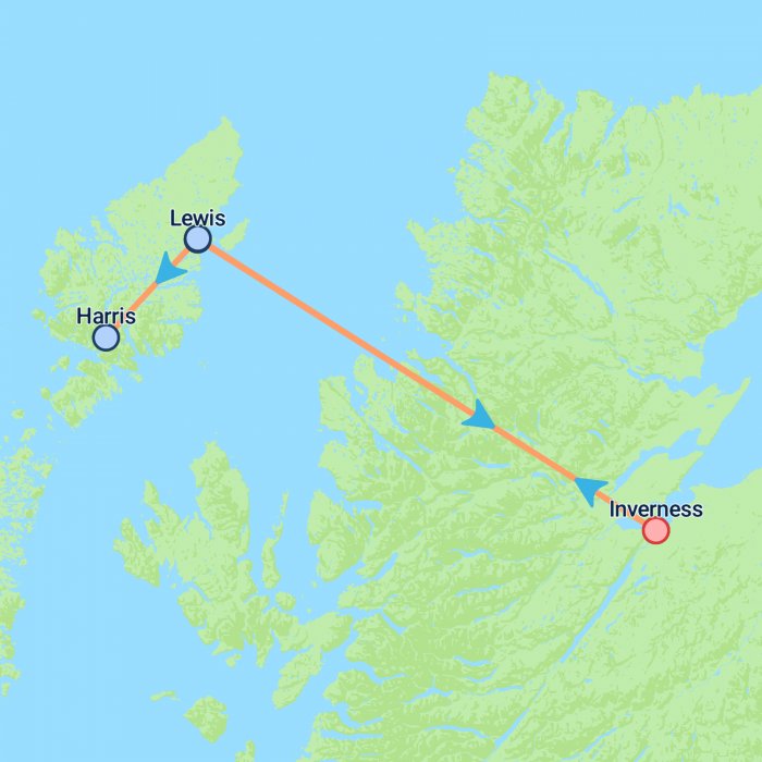 tourhub | On The Go Tours | Inverness to the Outer Hebrides - 3 days | Tour Map