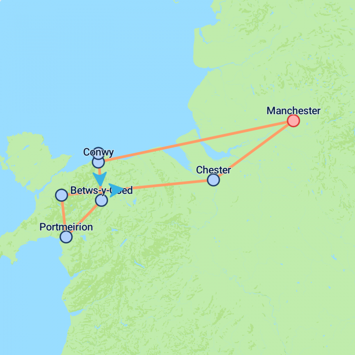 tourhub | On The Go Tours | North Wales & Snowdonia From Manchester - 3 days | Tour Map