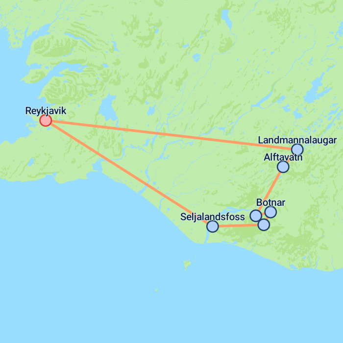 tourhub | On The Go Tours | Laugavegur Trail Trek - 6 days | Tour Map