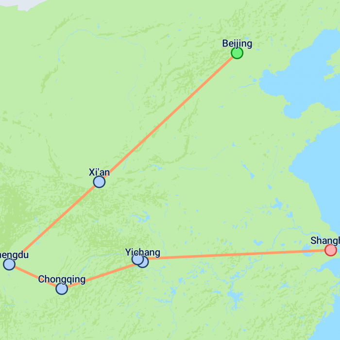 tourhub | On The Go Tours | Beijing to Yangtze River & Shanghai - 13 days | Tour Map