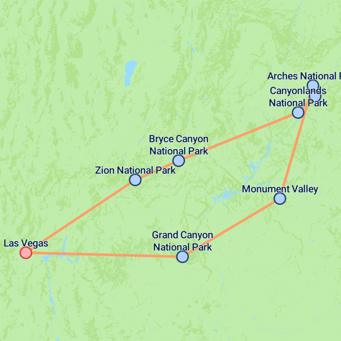 tourhub | On The Go Tours | Super Southwest USA - 7 days | Tour Map