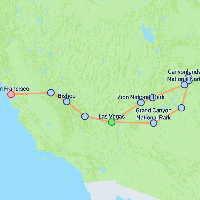 tourhub | On The Go Tours | Wild West Encompassed - 11 days | Tour Map