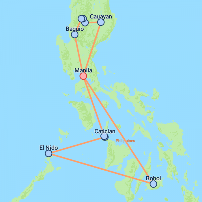 tourhub | On The Go Tours | Best of the Philippines - 14 days | Tour Map