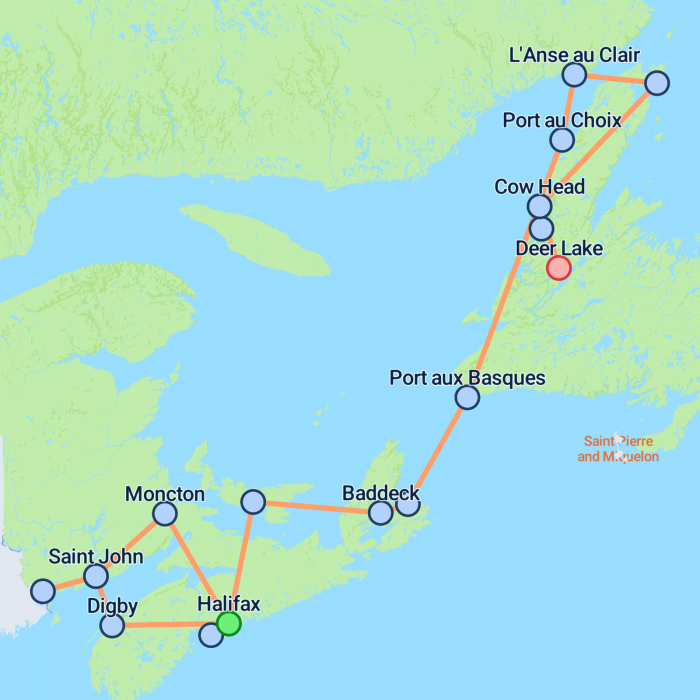 tourhub | On The Go Tours | East Canada Uncovered (Small Group) - 18 days | Tour Map